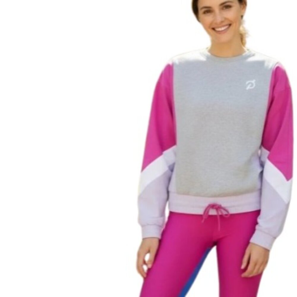 Peloton Womens Fashion Mix Pullover Windbreaker Colorblock Knit Parachute L - Picture 3 of 5